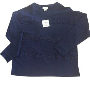 Liz Claiborne Navy Lace Accent Weekend Sweatshirt NWT XL
